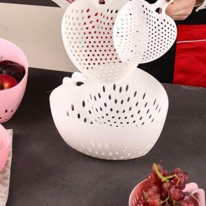 3-in-1 Heart-Shaped Plastic Colander Set