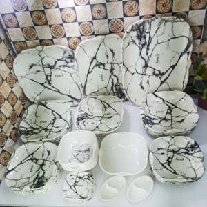 44-Piece Marble-Shaped Melamine Dinner Set
